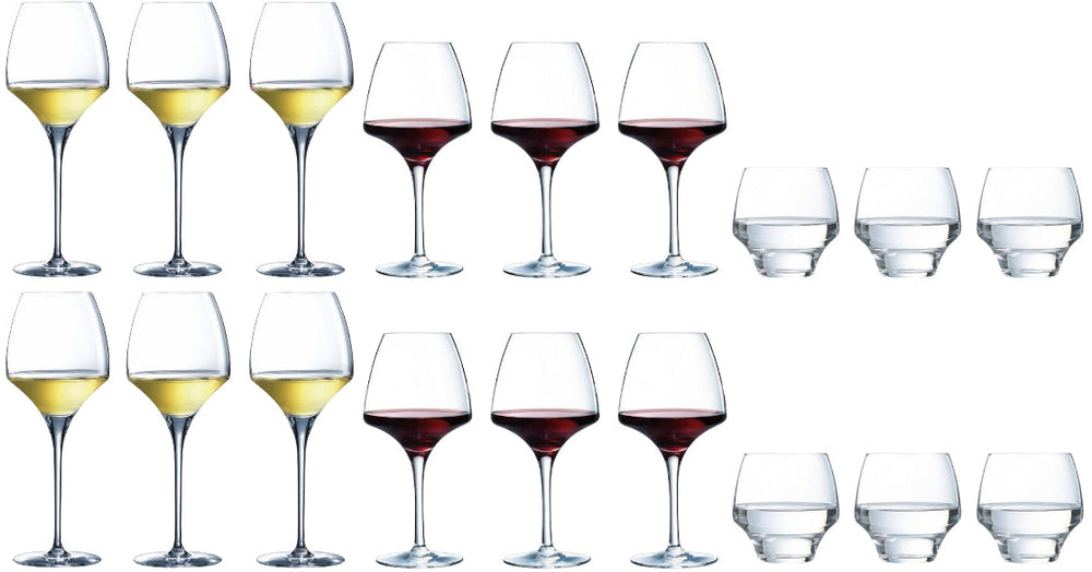 Set de copas de vino Chef & Sommelier Open Up (Copas de vino tinto & Copas de vino blanco & Copas de agua) - Set de 18 piezas - 6 copas de vino tinto, 6 copas de vino blanco y 6 copas de agua