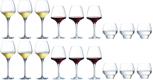 Set de copas de vino Chef & Sommelier Open Up (Copas de vino tinto & Copas de vino blanco & Copas de agua) - Set de 18 piezas - 6 copas de vino tinto, 6 copas de vino blanco y 6 copas de agua