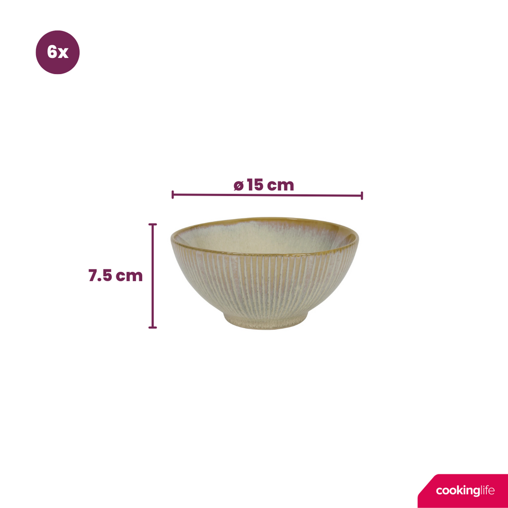 Cookinglife Cuencos / Bol Coastal Lines Ocean Beige ø 15 cm - 6 piezas