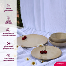 Platos Profundos / Platos para Pasta Cookinglife Coastal Lines Ocean Beige ø 18 cm - 6 piezas