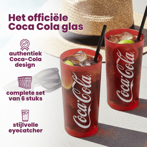 Vasos Coca Cola - Vasos longdrink - Vasos para refrescos - Frozen - Rojo 270 ml - 6 unidades