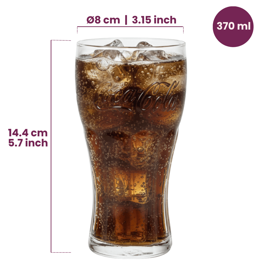 Vasos Coca Cola - Vasos longdrink - Vasos para refrescos - Classic - 370 ml - 4 unidades