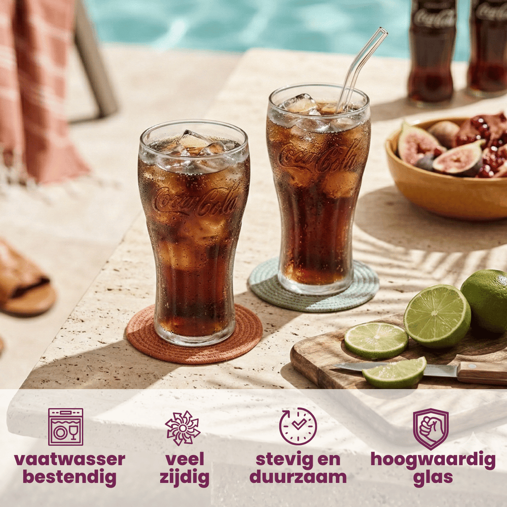 Vasos Coca Cola - Vasos longdrink - Vasos para refrescos - Classic - 370 ml - 4 unidades
