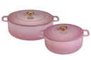 Combekk Set de Sartenes de Hierro Fundido Rosa 2 piezas - ø 24 & 28 cm