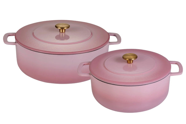 Combekk Set de Sartenes de Hierro Fundido Rosa 2 piezas - ø 24 & 28 cm