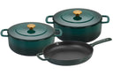 Combekk Juego de Sartenes de Hierro Fundido Holly Green 3 piezas - Sartén ø 24, 28 cm & Sartén ø 26 cm