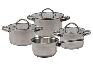 Cooking Set de Sartenes 4 piezas Acero Inoxidable - Olla ø 16, 18, 20 cm & Cacerola ø 16 cm - adecuada para todas las fuentes de calor