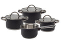 Cooking Set de Sartenes Negras 4 piezas Acero Inoxidable - Olla ø 16, 18, 20 cm & Cacerola ø 16 cm - adecuada para todas las fuentes de calor