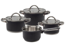 Cooking Set de Sartenes Negras 4 piezas Acero Inoxidable - Olla ø 16, 18, 20 cm & Cacerola ø 16 cm - adecuada para todas las fuentes de calor