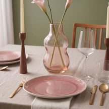 Cookinglife Juego de vajilla Nola Rosa 18 piezas / 6 personas - 6 platos de cena, 6 platos de desayuno y 6 cuencos