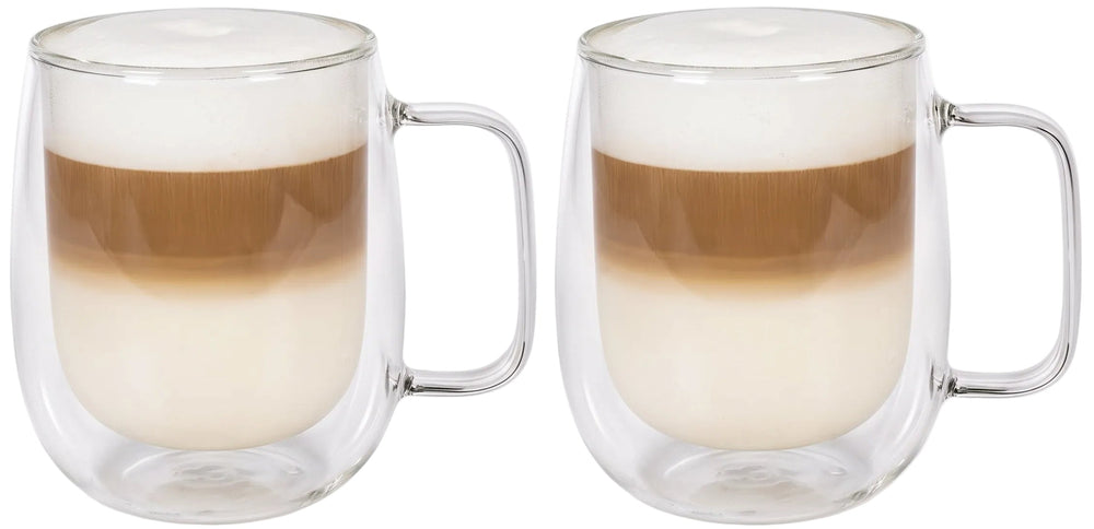 Cookinglife Vasos de latte macchiato / té de doble pared con asa - 400 ml - 2 Piezas