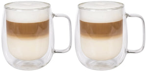 Cookinglife Vasos de latte macchiato / té de doble pared con asa - 400 ml - 2 Piezas