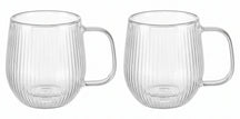 Cookinglife Vasos de Cappuccino / Té de Doble Pared con Asa Lines - 250 ml - 2 Piezas