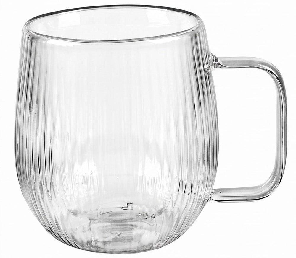 Cookinglife Vasos de café / té de doble pared con asa Lines - 350 ml - 2 Piezas