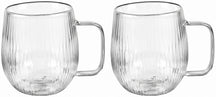 Cookinglife Vasos de café / té de doble pared con asa Lines - 350 ml - 2 Piezas