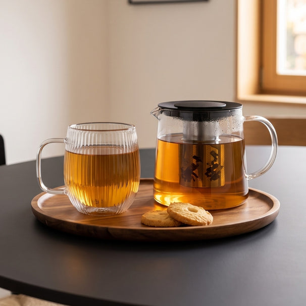 Cookinglife Vasos de café / té de doble pared con asa Lines - 350 ml - 2 Piezas