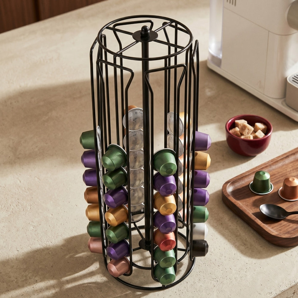 Cookinglife Soporte de cápsulas Nespresso Negro - Giratorio - 60 Cápsulas