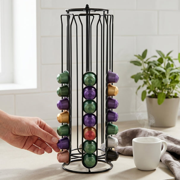 Cookinglife Soporte de cápsulas Nespresso Negro - Giratorio - 60 Cápsulas