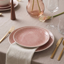 Cookinglife Juego de vajilla Nola Rosa 18 piezas / 6 personas - 6 platos de cena, 6 platos de desayuno y 6 cuencos