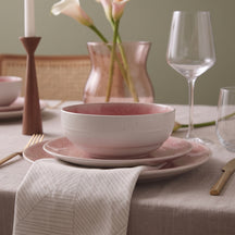 Cookinglife Juego de vajilla Nola Rosa 18 piezas / 6 personas - 6 platos de cena, 6 platos de desayuno y 6 cuencos