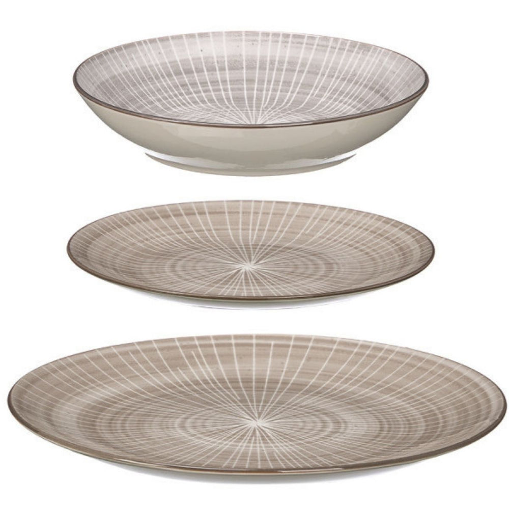 Cookinglife Serviesset Baia Bruin 12-delig / 4 personas - 4 platos de cena, 4 platos de desayuno y 4 platos hondos