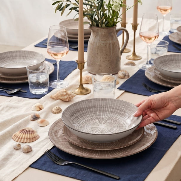 Cookinglife Serviesset Baia Bruin 12-delig / 4 personas - 4 platos de cena, 4 platos de desayuno y 4 platos hondos