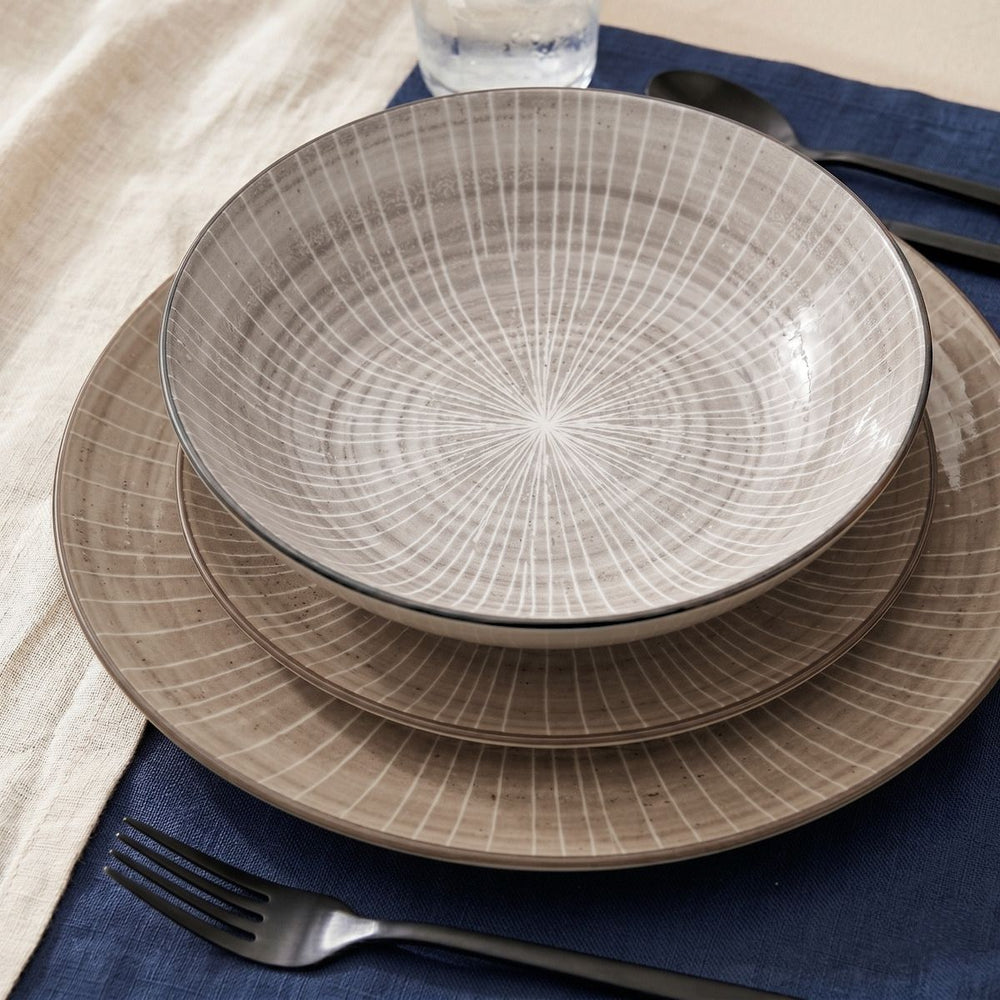Cookinglife Serviesset Baia Bruin 12-delig / 4 personas - 4 platos de cena, 4 platos de desayuno y 4 platos hondos