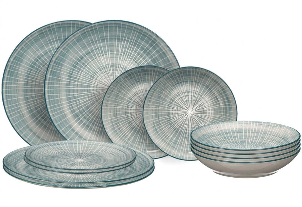 Cookinglife Serviesset Cala Blauw 12-delig / 4 personas - 4 platos de cena, 4 platos de desayuno y 4 platos hondos