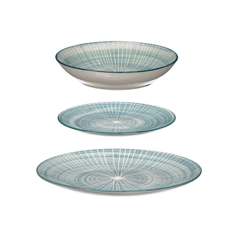 Cookinglife Serviesset Cala Blauw 12-delig / 4 personas - 4 platos de cena, 4 platos de desayuno y 4 platos hondos