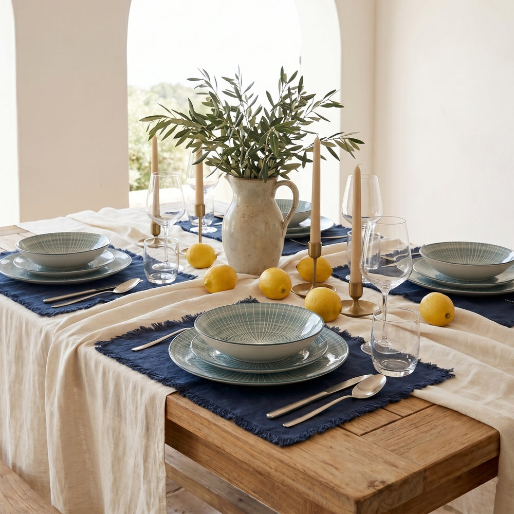 Cookinglife Serviesset Cala Blauw 12-delig / 4 personas - 4 platos de cena, 4 platos de desayuno y 4 platos hondos