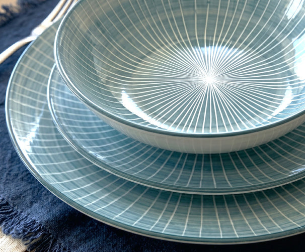 Cookinglife Serviesset Cala Blauw 12-delig / 4 personas - 4 platos de cena, 4 platos de desayuno y 4 platos hondos