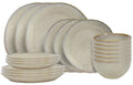Cookinglife Juego de vajilla Lino Beige 18 piezas / 6 personas - 6 platos de cena, 6 platos de desayuno y 6 cuencos