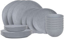Cookinglife Juego de vajilla Lino Gris 18 piezas / 6 personas - 6 platos de cena, 6 platos de desayuno y 6 cuencos