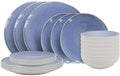 Cookinglife Juego de vajilla Nola Azul 18 piezas / 6 personas - 6 platos de cena, 6 platos de desayuno y 6 cuencos