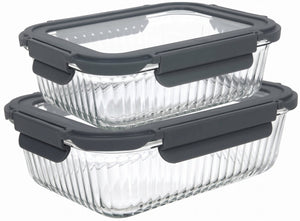 Cookinglife Tarros de Conservación de Vidrio Lines 1 Litro + 1.5 Litros - 2 Piezas