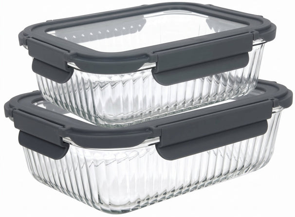 Cookinglife Tarros de Conservación de Vidrio Lines 1 Litro + 1.5 Litros - 2 Piezas