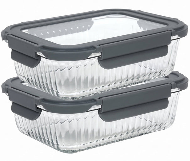 Cookinglife Tarros de Conservación de Vidrio Lines 1 Litro - 2 Piezas