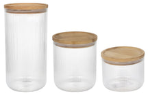 Cookinglife Juego de tarros de almacenamiento Lines - Vidrio con tapa de bambú - 600 ml / 980 ml / 1750 ml - 3 piezas