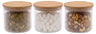 Cookinglife Tarros de Almacenamiento set Boro Lines - Vidrio Tapa de Bambú - ø 11 cm - 600 ml - 3 piezas