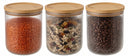 Cookinglife Juego de tarros de almacenamiento Boro Lines - Tapa de bambú - ø 11 cm - 980 ml - 3 piezas