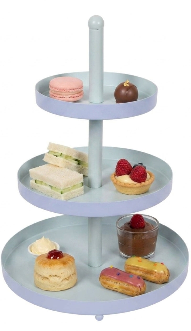 Cookinglife Etagere Metaal - Azul / Menta - ø 15, 20 & 25 cm - 3 niveles - 35 cm de alto