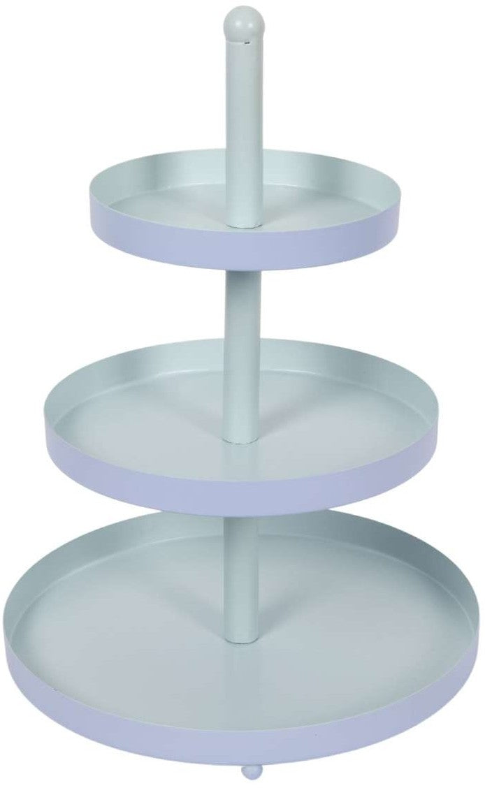 Cookinglife Etagere Metaal - Azul / Menta - ø 15, 20 & 25 cm - 3 niveles - 35 cm de alto
