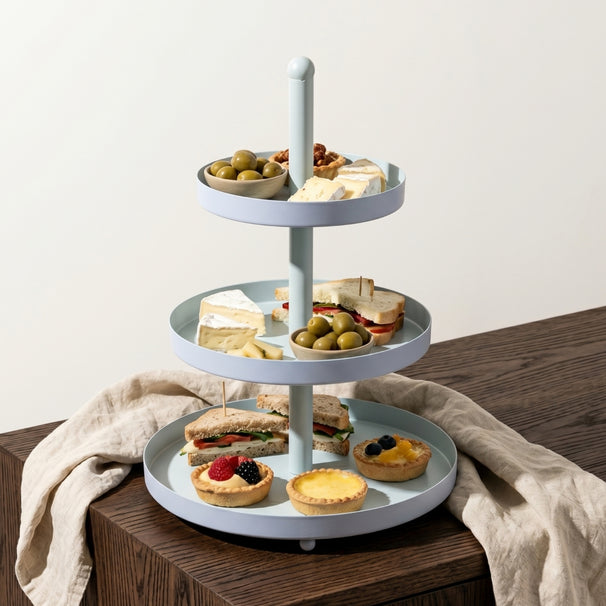Cookinglife Etagere Metaal - Azul / Menta - ø 15, 20 & 25 cm - 3 niveles - 35 cm de alto