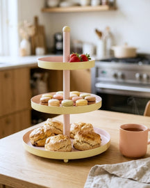 Cookinglife Etagere Metaal - Amarillo / Rosa - ø 15, 20 & 25 cm - 3 niveles - 35 cm de alto