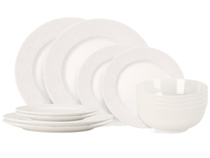 Cookinglife Set de vajilla CampVibe - Plástico 12 piezas / 4 personas - 4 platos para cenar, 4 platos de desayuno y 4 cuencos
