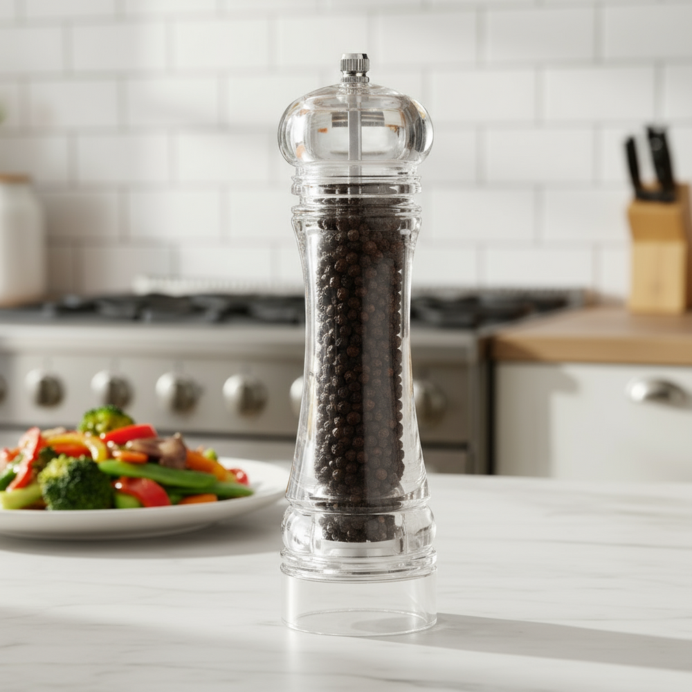 Molinillo de pimienta Cookinglife Rocca transparente - Molinillo de acero inoxidable - 21.5 cm