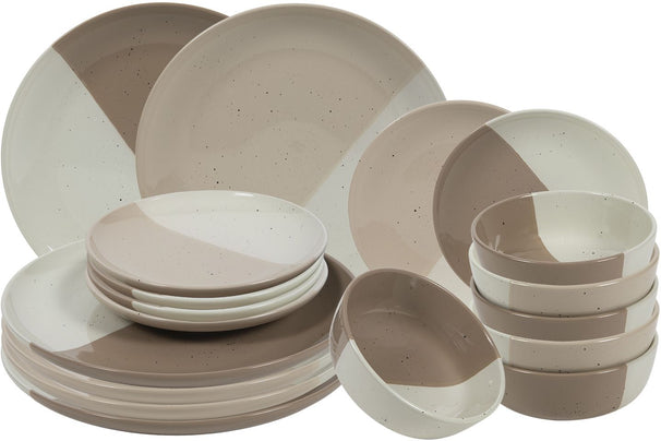 Juego de vajilla Cookinglife Leem 18 piezas / 6 personas - 6 platos de cena, 6 platos de desayuno y 6 cuencos