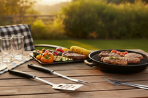 Cookinglife Set de Herramientas para BBQ Fire & Flavour Negro 3 Piezas - Acero Inoxidable - Espátula, Pinzas y Tenedor para BBQ