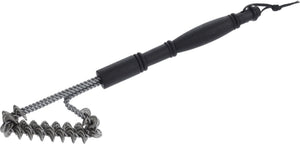 Cookinglife Cepillo de Limpieza para BBQ Fire & Flavour Acero Inoxidable 40 cm - Cepillo de Limpieza con Mango Negro