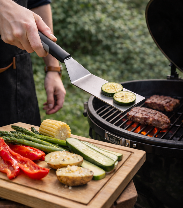 Cookinglife Espátula para BBQ Fire & Flavour Acero Inoxidable 35 cm - Espátula para Parrilla Negro/Gris